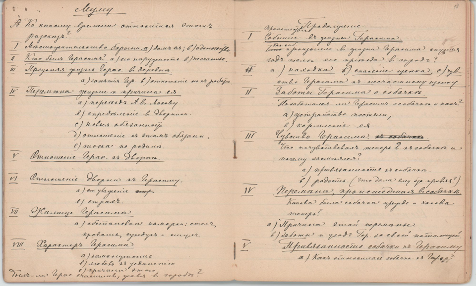 Рукопись чёрными чернилами, с правкой красными чернилами (45 лл.) в тетради в линейку, в чёрном коленкоровом переплёте. Авторская пагинация листов.