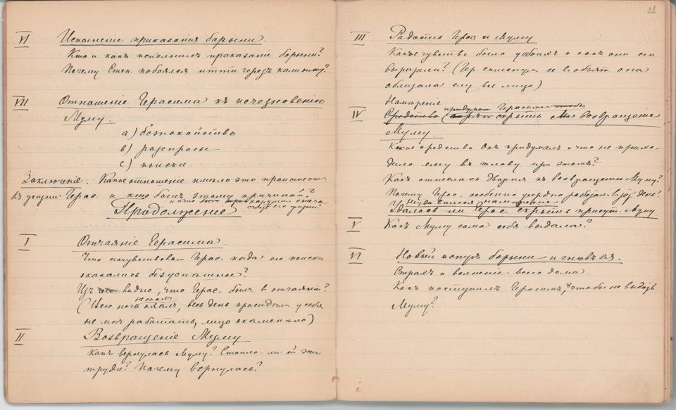Рукопись чёрными чернилами, с правкой красными чернилами (45 лл.) в тетради в линейку, в чёрном коленкоровом переплёте. Авторская пагинация листов.