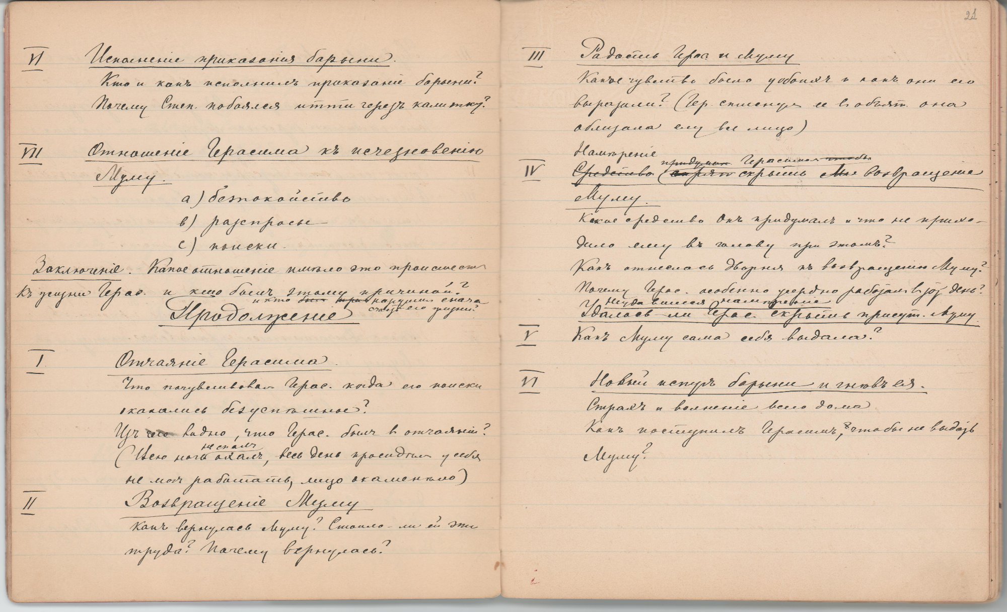 Рукопись чёрными чернилами, с правкой красными чернилами (45 лл.) в тетради в линейку, в чёрном коленкоровом переплёте. Авторская пагинация листов.