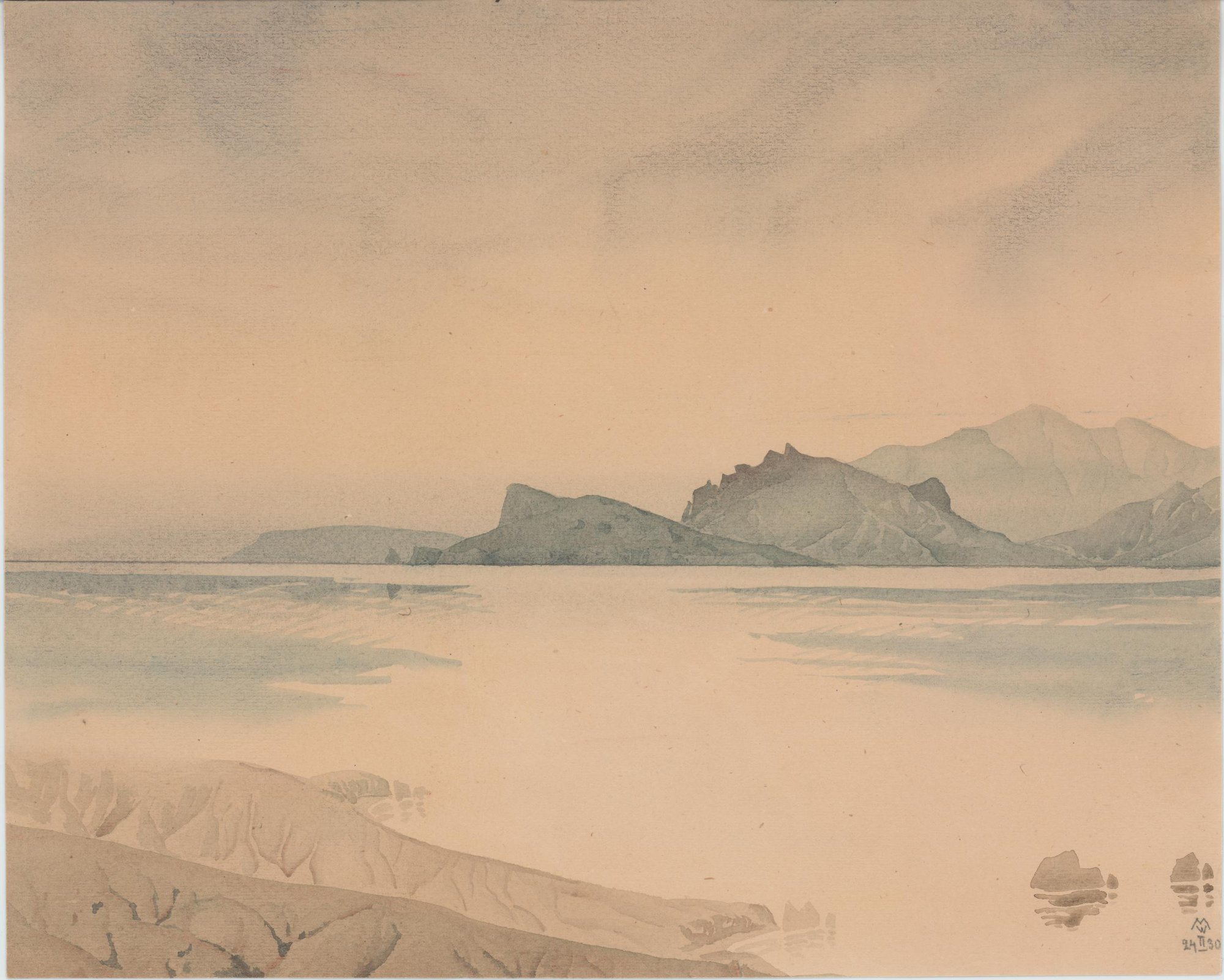 Рисунок. Морской пейзаж. 24 февраля 1930 г. Волошин М.А.