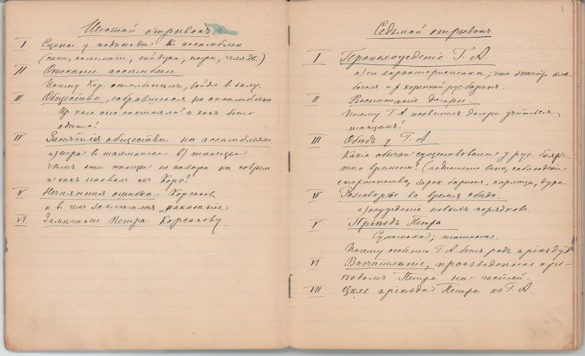 Рукопись чёрными чернилами, с правкой красными чернилами (45 лл.) в тетради в линейку, в чёрном коленкоровом переплёте. Авторская пагинация листов.