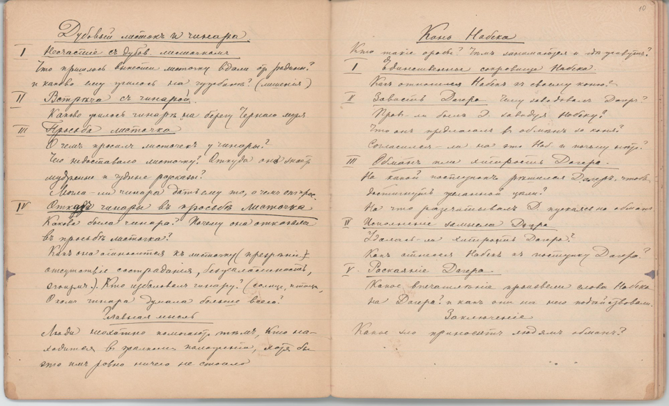 Рукопись чёрными чернилами, с правкой красными чернилами (45 лл.) в тетради в линейку, в чёрном коленкоровом переплёте. Авторская пагинация листов.