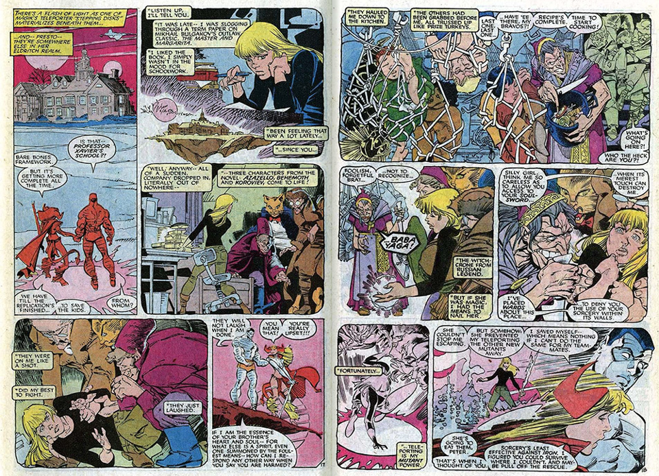 Журнал. Страницы из журнала «Uncanny X Men» № 231 (© 1998, Marvel Comics). Крис Клэрмонт (1950) - сценарий; Рик Леонарди (1957) - карандаш; Дэн Грин - тушь; Глинис Оливер (1949) - цвет; Том Ожеховский (1953) - леттеринг. Июль 1988 г.